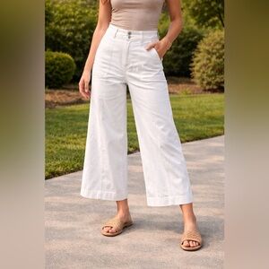 Hudson Wide Leg Cropped White Jeans Size 12